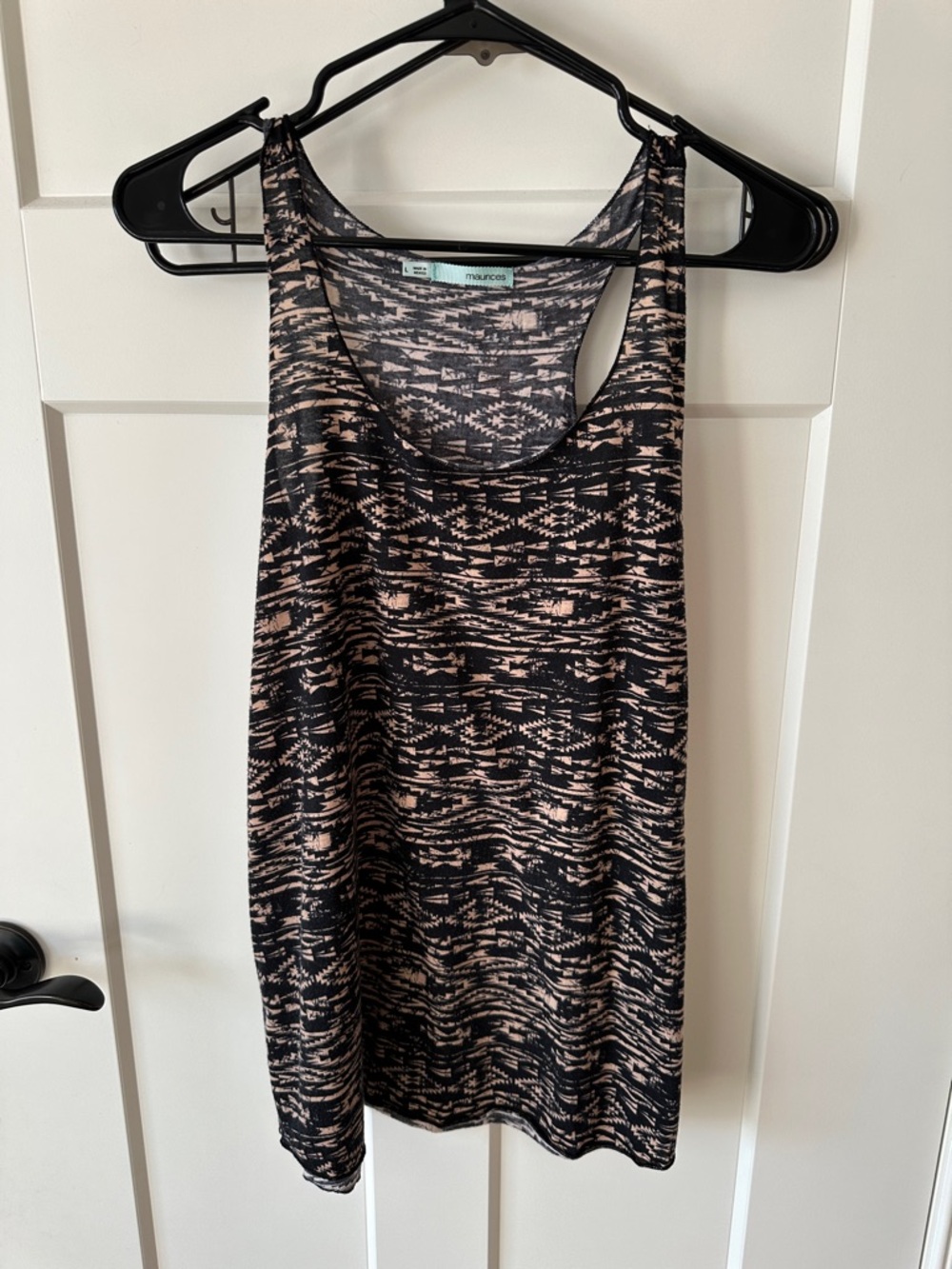 Maurices Black and Beige Patterned Racerback Tank Top